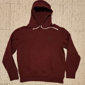Polo Ralph Lauren Burgendy Embroidered Logo Pullover Hoodie Sweater